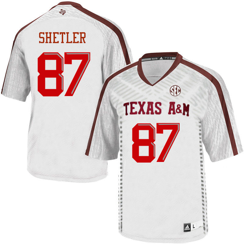 Men #87 Greer Shetler Texas A&M Aggies College Football Jerseys-White - Click Image to Close